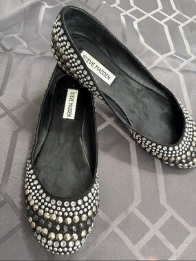 Steve Madden Black Studded Slip-On Ballet Flats